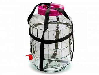 Банка стеклянная с гидрозатвором и пластиковым краном, 5 литров