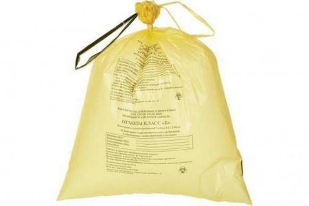 Пакеты для медицинских отходов с информацией класса Б, 1000*600мм, желтые, 100шт/упак - Под заказ