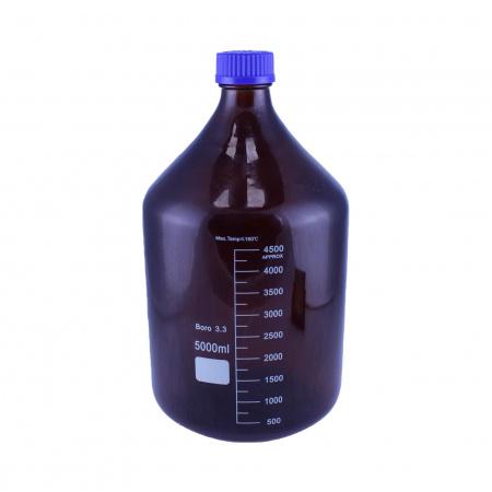 Банка для реактивов 5drops GL45, 5000 мл, стекло Boro 3.3, темное стекло, с винтовой крышкой, градуированная - В наличии