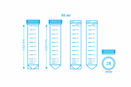 Пробирка коническая 50 мл, 31,6х118,4 мм, п/п, стерил., с град-ой., с винт.,крышкой, с юбкой уст-ти, ЛТП, 350 шт/упак