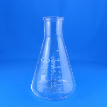 Колба коническая (Эрленмейера) КН-2-1000-50, 1000 мл, горло 50 мм, без шлифа - В наличии