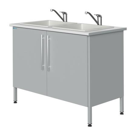 Стол-мойка 1200x600x900 мм, с одной раковиной из полипропилена, металл., каркас - Под заказ