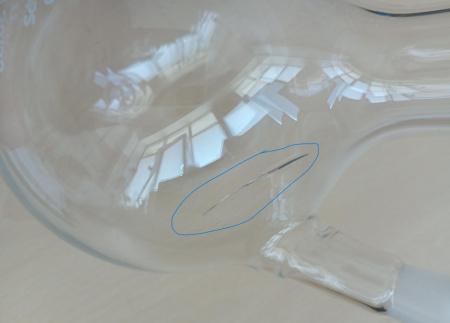 Уценка: Колба круглодонная двугорлая 5drops КГУ-2-1-1000, на 1000 мл, шлифы 29/32-14/23, трещина - В наличии