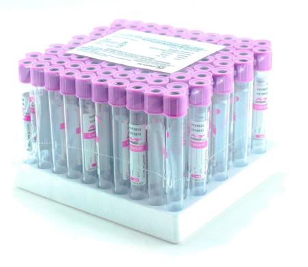 Пробирки с ЭДТА К3, 6 мл, 13х100 мм, пластик, для гематологических исследований, 100 шт/упак, RT - Под заказ