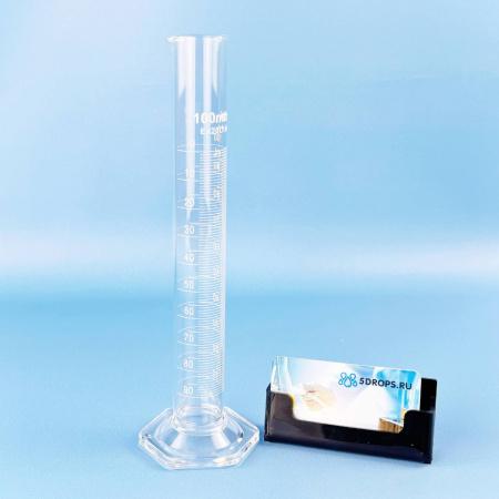 Цилиндр мерный 5drops 1-100-2, 100 мл, с носиком, стекло, градуированный, со стеклянным шестиугольным основанием