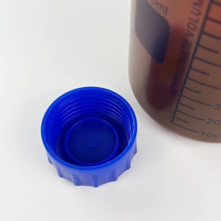 Банка для реактивов 5drops GL45, 1000 мл, полипропилен, темная, с синей винтовой крышкой