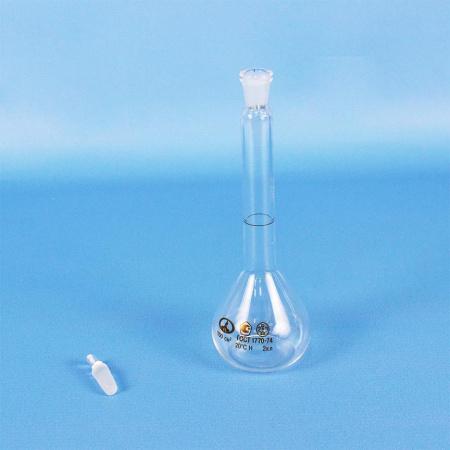 Колба мерная 2-100-2, 100 мл, 2 класс точности, стеклянная пробка, шлиф 10/19