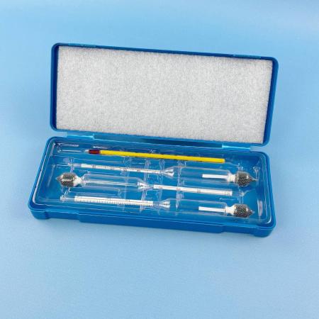 Набор ареометров спиртометров "Blue Alco" в пластиковом футляре 0-40%, 40-70%, 70-100% с термометром - В наличии