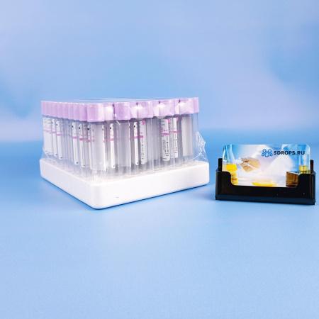 Пробирки вакуумные с ЭДТА К3, 9 мл, 16х100 мм, 100 шт, пластик, для гематологических исследований, CV