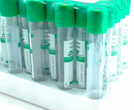 Пробирки вакуумные с натрий гепарином, 9 мл, 16х100 мм, 50 шт, пластик, для исследования плазмы