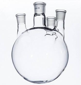 Колба четырехгорлая круглодонная КГП-4-1-2000, 2000 мл, шлифы 29/32-14/23-14/23-14/2 Колба четырехгорлая круглодонная КГП-4-1-2000, 2000 мл, шлифы 29/32-14/23-14/23-14/2
