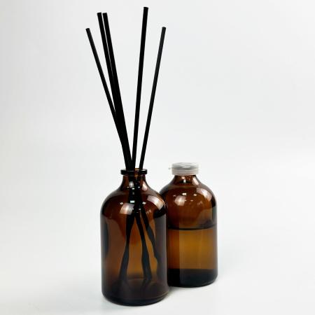 Флаконы 100 мл для диффузоров 5Drops, темное стекло 3-го класса, круглый скат, G20, гладкое горло, с пласт., пробкой, 63 шт/упак - В наличии