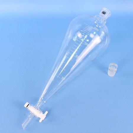 Воронка делительная грушевидная ВД-3-2000, 2000 мл, с фторопластовым краном, ISO 4800