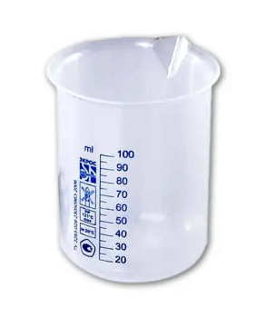 Стакан лабораторный, 100 мл, полипропилен, градуированный, Экрос