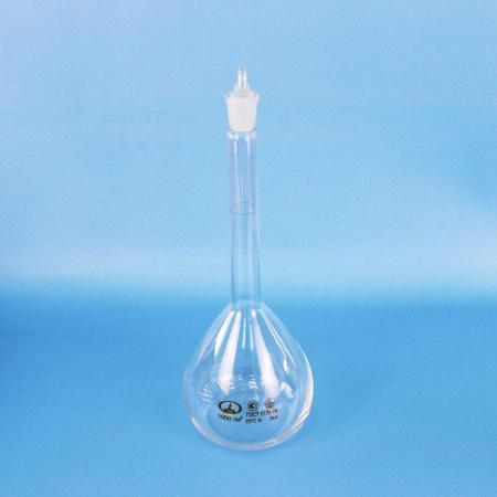 Колба мерная 2-1000-2, 1000 мл, 2 класс точности, стеклянная пробка, шлиф 19/26