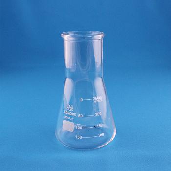 Колба коническая (Эрленмейера) 5drops КН-2-250-50, 250 мл, горло 50 мм, стекло Boro 3.3, без шлифа Колба коническая (Эрленмейера) 5drops КН-2-250-50, 250 мл, горло 50 мм, стекло Boro 3.3, без шлифа