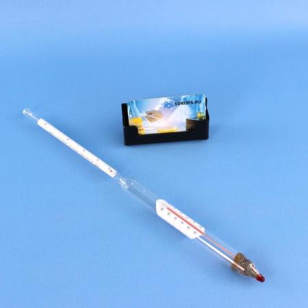 Ареометр для спирта АСПТ (60...100%), с термометром, (ГОСТ 18481-81) Ареометр для спирта АСПТ (60...100%), с термометром, (ГОСТ 18481-81)