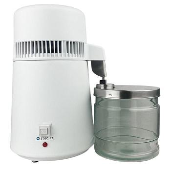 Электрический аквадистиллятор 1 л/ч, пластиковый белый корпус, стеклянный сборник Электрический аквадистиллятор 1 л/ч, пластиковый белый корпус, стеклянный сборник