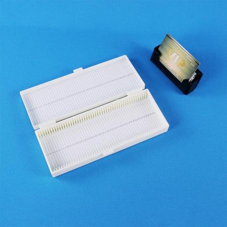 Штатив-бокс для предметных стекол на 50 шт, полистирол, упаковка 1 шт