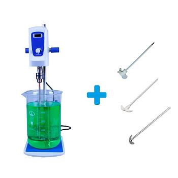 Комплект: Верхнеприводная мешалка 5drops-20, 200 Ватт, до 20 литров, цифровой дисплей + мешальники 3 шт.