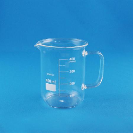 Стакан лабораторный со стеклянной ручкой 5drops В-1-400, 400 мл, стекло Boro 3.3, градуированный - В наличии