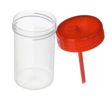 Контейнер лабораторный для взятия проб с завинчивающейся крышкой и ложкой 60 мл, стерильный, инд.уп, 50 шт/упак