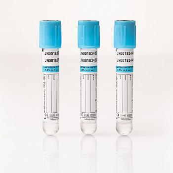 Пробирки с цитратом натрия 3,8%, 4,5 мл, 13х100 мм, 100 шт, пластик, для коагулологических исследований, Lab-Vac