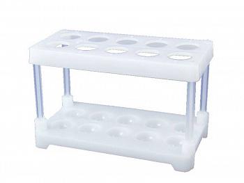 Штатив ШЛПП-10 для пробирок 18 мм, 10 гнезд, полиэтилен, разборный Штатив ШЛПП-10 для пробирок 18 мм, 10 гнезд, полиэтилен, разборный