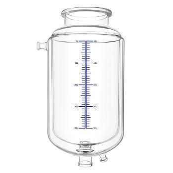 Реакционная колба для стеклянного реактора 50 л, c рубашкой, без крышки