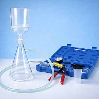 Система вакуумной фильтрации "NanoFiltr" на 1000 мл, с воронкой ВФ-125 мм, пор. 16 мкм + ручной насос, 0 - 30 PSI