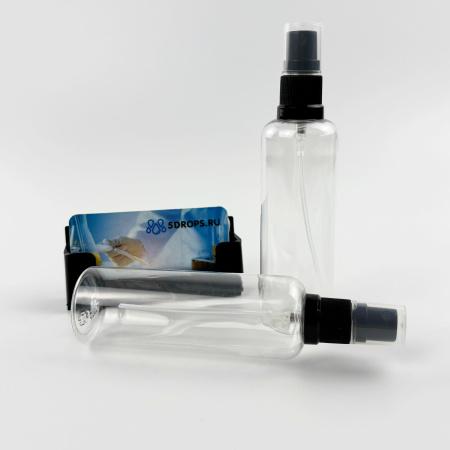 Флакон с распылителем, 100 мл, пластиковый, прозрачный, 300 шт/упак