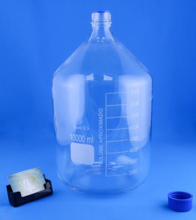 Банка для реактивов 5drops GL45, 10000 мл, стекло Boro 3.3, светлое стекло, с винтовой крышкой, градуированная