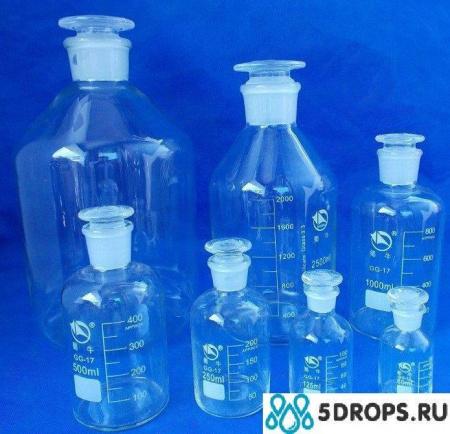 Склянка (штанглас), 2500 мл, светлое стекло, с притёртой пробкой, узкое горло