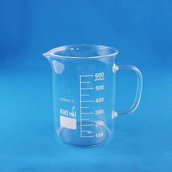 Стакан лабораторный со стеклянной ручкой 5drops В-1-600, 600 мл, стекло Boro 3.3, градуированный Стакан лабораторный со стеклянной ручкой 5drops В-1-600, 600 мл, стекло Boro 3.3, градуированный