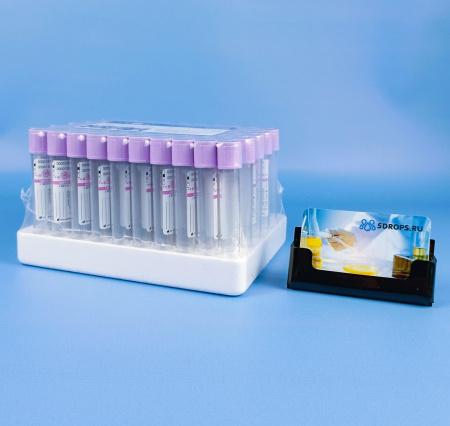 Пробирки вакуумные с ЭДТА К3, 9 мл, 16х100 мм, 100 шт, пластик, для гематологических исследований, CV