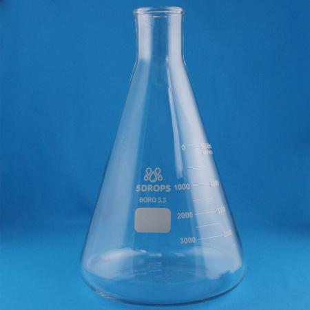 Колба коническая (Эрленмейера) 5drops КН-2-5000-52, 5000 мл, горло 52 мм, стекло Boro 3.3, без шлифа - В наличии