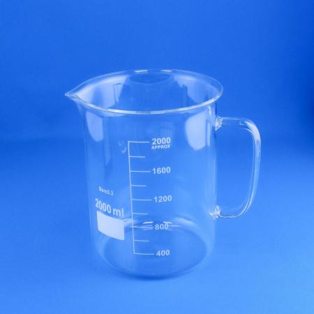 Стакан лабораторный со стеклянной ручкой 5drops В-1-2000, 2000 мл, стекло Boro 3.3, градуированный - В наличии