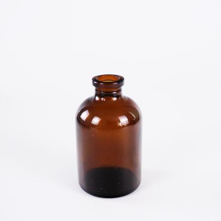 Флакон 50 мл инъекционный, тёмное литое стекло, 81 шт/упак, G20, гладкое горло, без пробки