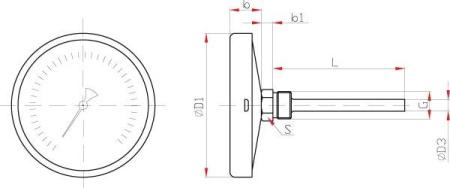 Термометр биметаллический ТБ-100-100 (0 +120°C) кл.1,5 -О