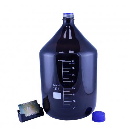 Банка для реактивов 5drops GL45, 10000 мл, стекло Boro 3.3, темное стекло, с винтовой крышкой, градуированная