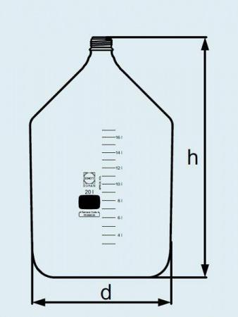 Банка для реактивов, 20000 мл, светлое стекло, градуированная