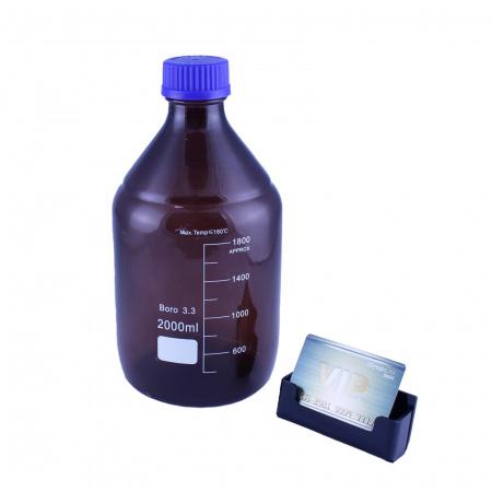 Банка для реактивов 5drops GL45, 2000 мл, стекло Boro 3.3, темное стекло, с винтовой крышкой, градуированная