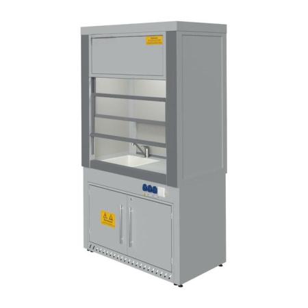 Вытяжной шкаф 1265x750x2300 мм, металл., каркас, столешница из HPL пластика, для мытья посуды - Под заказ