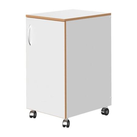 Тумба подкатная 400х505х766 мм, ЛДСП, высокая, с прав., дверью, белая - Под заказ