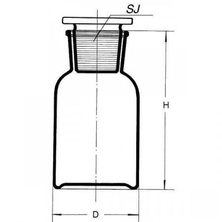 Склянка (штанглас), 5000 мл, темное стекло, с притёртой пробкой, широкое горло