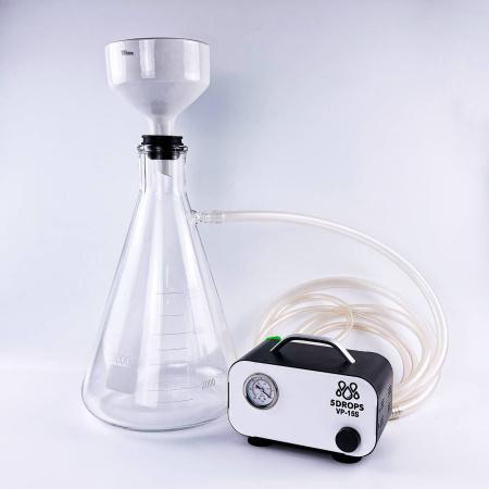 Вакуумная установка с насосом 5drops-VP-15S + воронка Бюхнера 125 мм + колба Бунзена 5 л. - В наличии