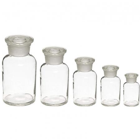 Склянка (штанглас), 250 мл, светлое стекло, с притёртой пробкой, широкое горло