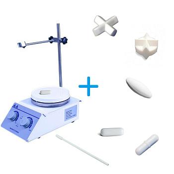 Комплект: Магнитная мешалка с нагревом 5drops-10 до 2 литров + 5 якорей