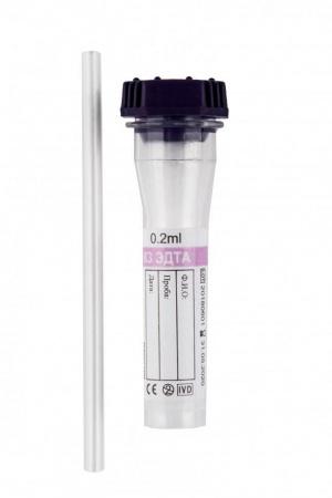 Микропробирки с капилляром с ЭДТА К3, 0,2 мл, 8х43, 100 шт/упак, пластик, для взятия капиллярной крови, для гематологических исследований RT - Под заказ