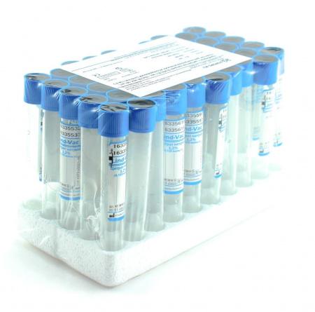 Пробирки вакуумные с цитратом натрия 3,2%, 8,1 мл, 16х100 мм, пластик, 50 шт/упак, для коагулологических исследований, Lind-Vac Пробирки вакуумные с цитратом натрия 3,2%, 8,1 мл, 16х100 мм, пластик, 50 шт/упак, для коагулологических исследований, Lind-Vac - В наличии